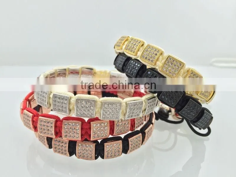 Latest fashion square diamonds rope bangle bracelet for men