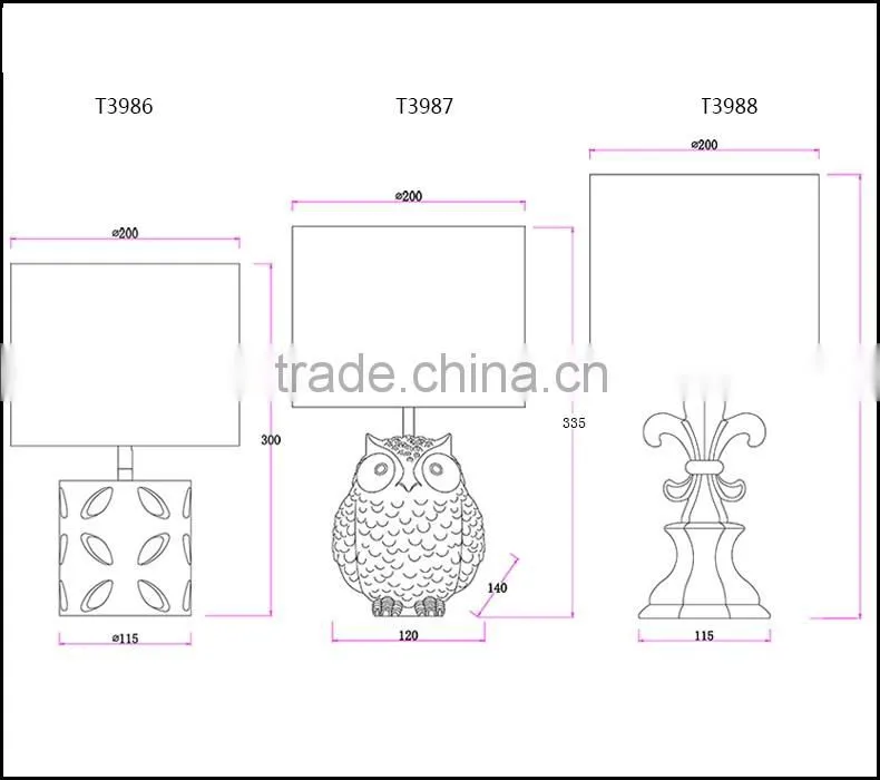 new products 2016 british style table lamp with fabric shade for shop or hotel