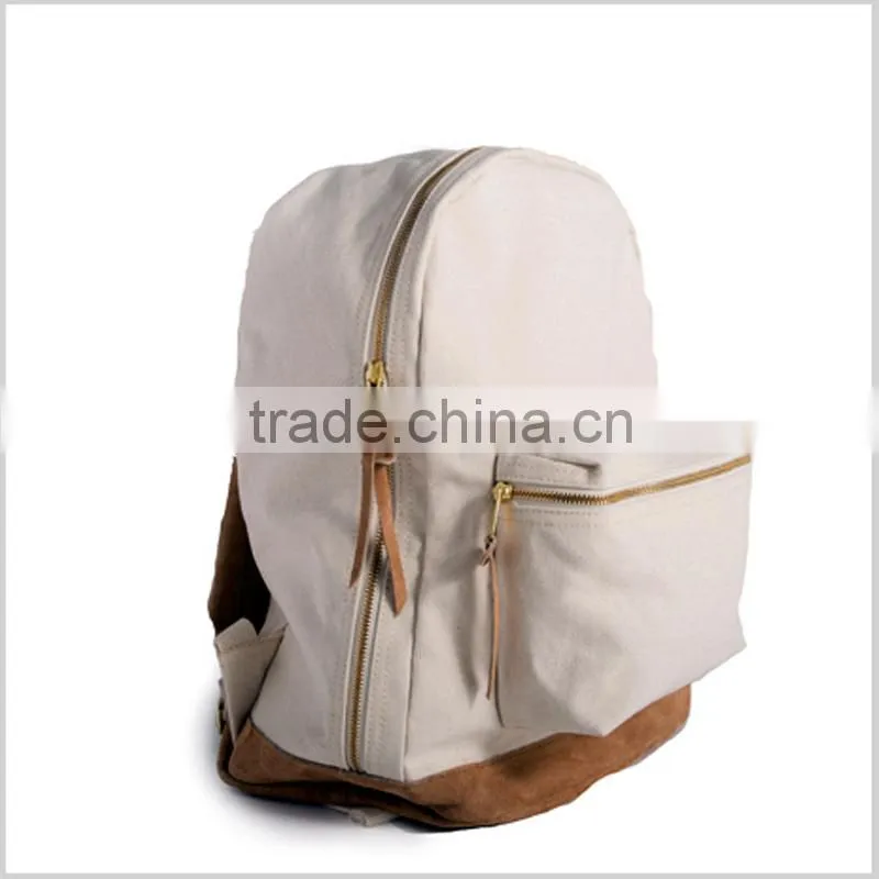 high quality blank canvas backpack/wholesale white backpack/canvas school backpack