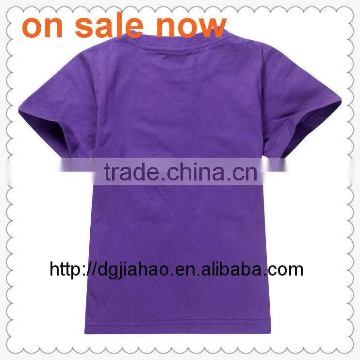 latest deisgn Wholesale child clothes cotton purple printed t shirts for boys stock design