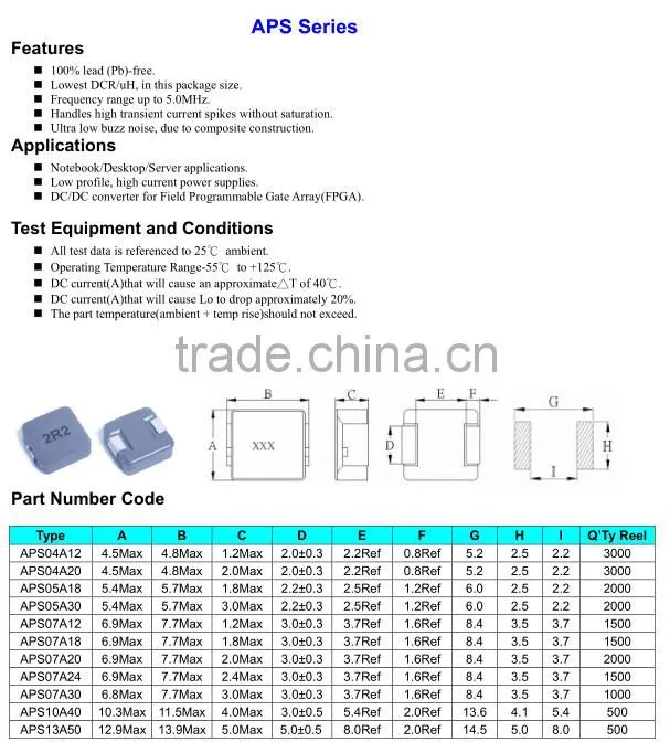 High current SMD inductor bobbin competitive price APS series