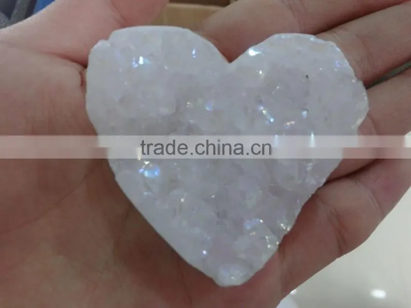 Natural Jewelry accessory agate White Druzy Heart Shape Pendant Loose Stone