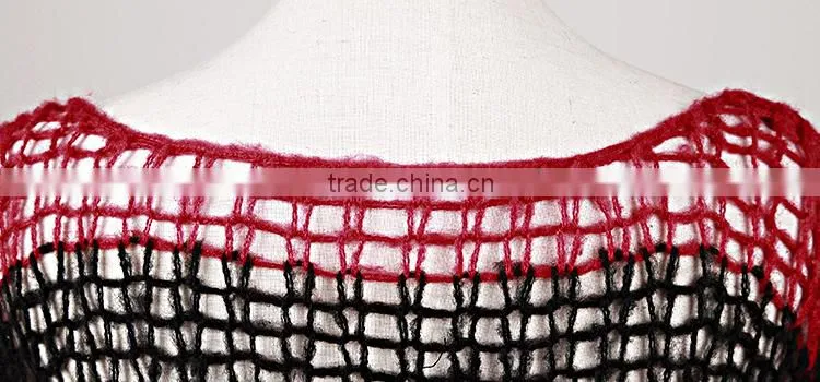 PM-004 Branded Red and Black Fashion Punk Rave Broken Pullover Striped Sweater