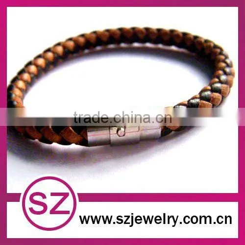 pub0036 new fashion leather wrap magnetic clasp bracelet