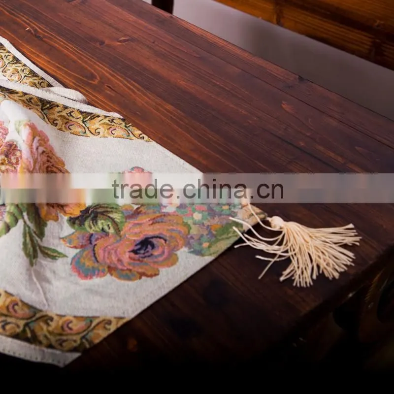 Plus fancy useful 100% polyester jacquard table runner for round table/square table