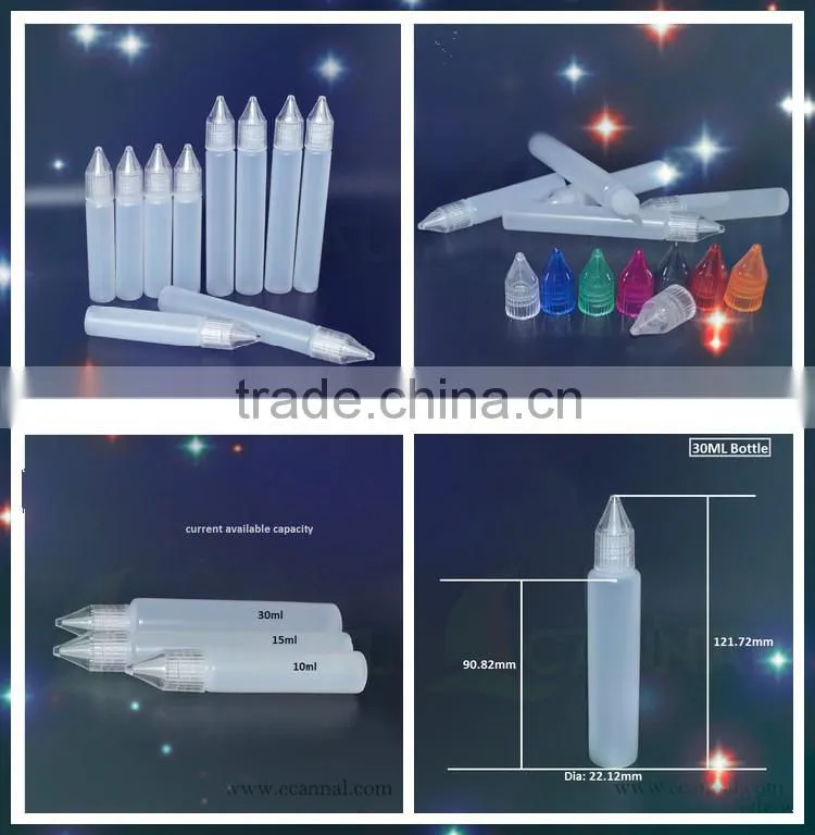15ml 30ml e liquid/e juice plactic bottles with clear cap /unicorn bottle with clear cap 10ml