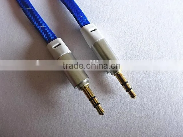 wholesales DC3.5mm flat braid metal audio cable