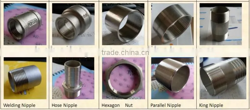 stainless steel Conical union straight fitting screwed ends 304, with PTFE seal, F-F
