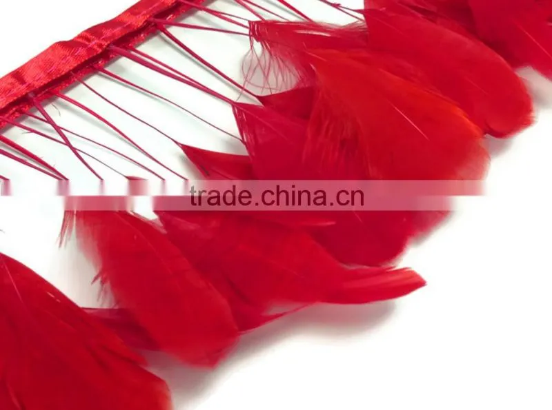 Stripped blue Coque Tails Fringe rooster feather trim