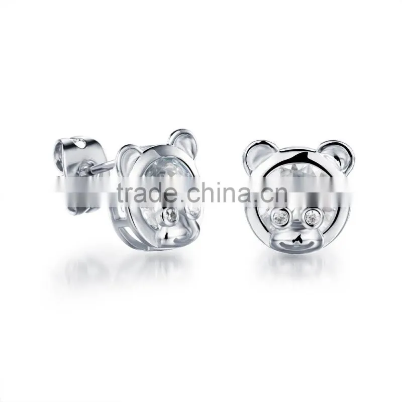 2015 best selling wholesale fashion jewelry austrian crystal bear earring for women