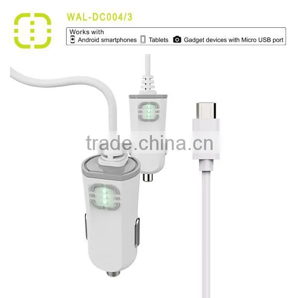 Walnut brand single car charger with attached cable