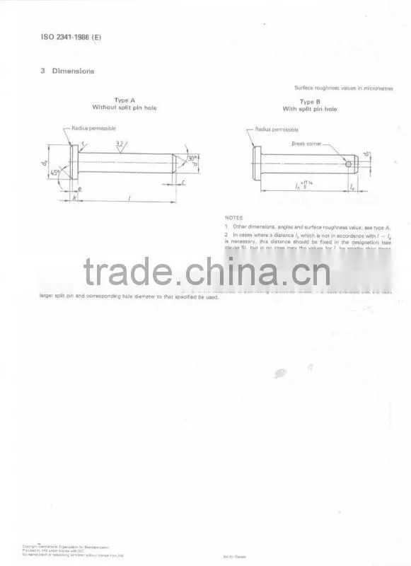 ISO2341 CLEVIS PIN
