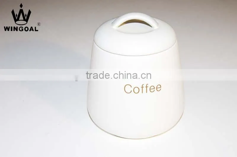Set of 3 Simple design white ceramic jar