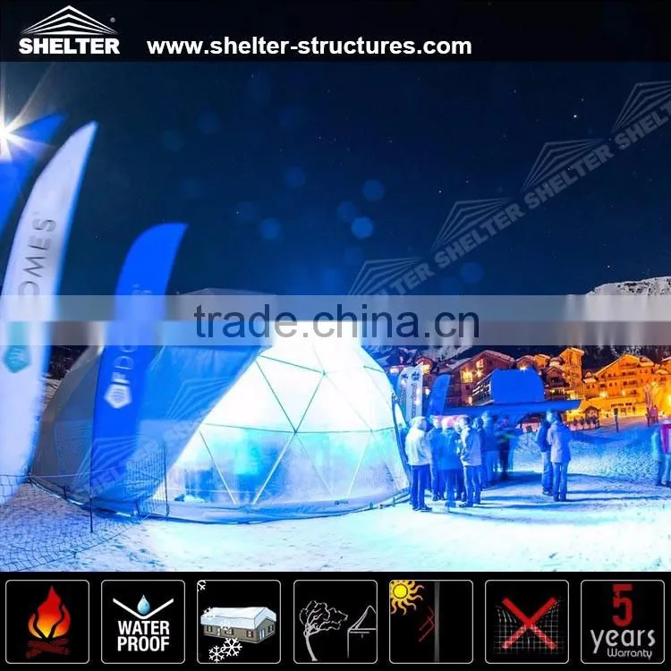 Sturdy Snow Resistant white PVC geodesic dome tent for sale