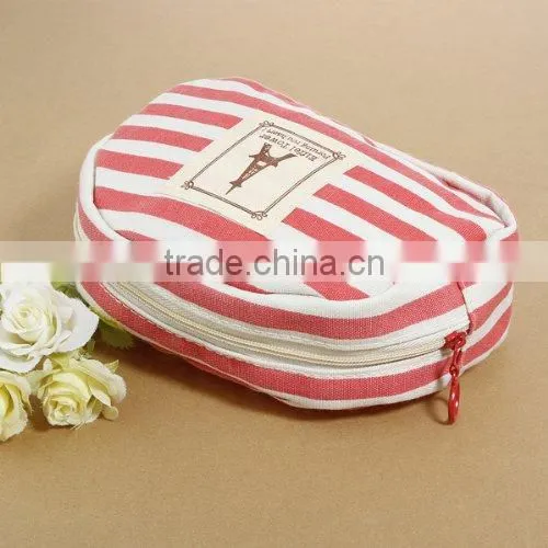 promotional Striped canvas small cosmetic bags