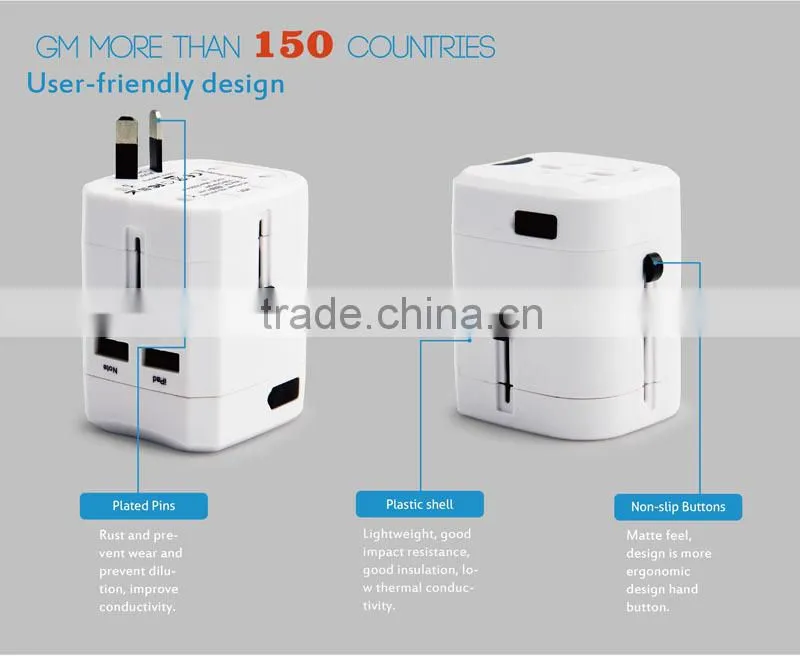 universal usa travel adaptor with electrical switch socket 2500Ma