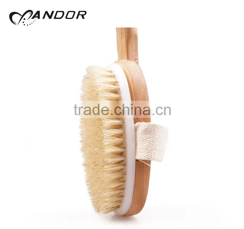 Natural bristle detachable wooden handle bath brush