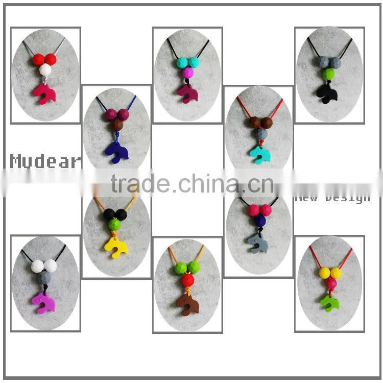 Silicone Teething Necklace Wholesale/Food-safe New Mom Fun Teething Jewelry Fashion