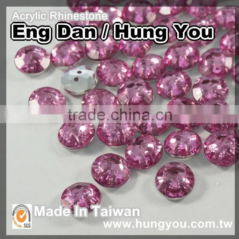 5mm Square Shaped Foil Back Sew On Acrylic Rhinestones with 1 hole