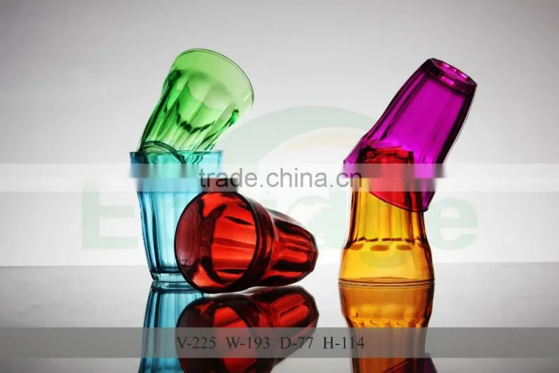 colorful light blue painted glass tea cups for drinking
