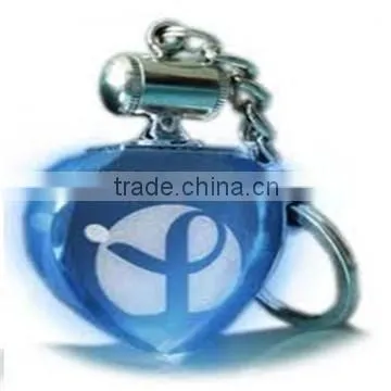 Wholesale 3d laser engraved crystal heart shape keychain