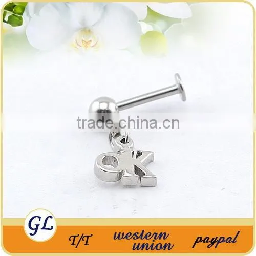 fashion stainless steel with crystal skull lip piercing