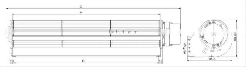 120mm cross flow ventilation fan / High temperature