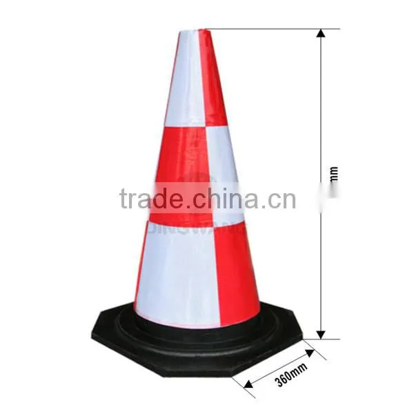 Made of natural rubber with Red and White Reflective film Soft Rubber Road Cone