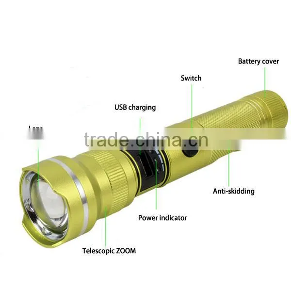 10W c-ree led Rechargeable Torch Light USB Rechargeable Flashlight Long Distance