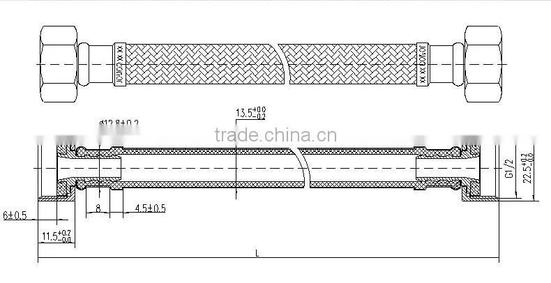 JOMOO 304 Stainless Steel Wire Braided Flexible Hose high temperature resisting hose H5371-050
