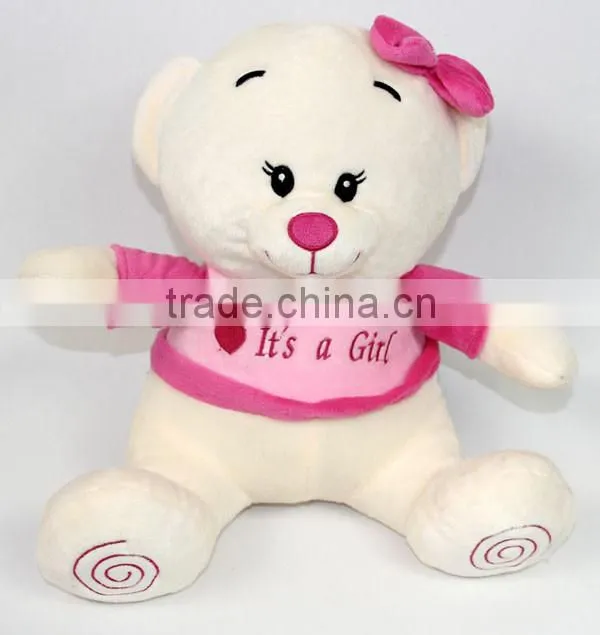 Luckiplus Hot Sale First Class Pink Girl and Blue Boy Bear Safe Technology Toy For Kids