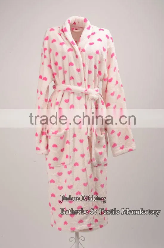 Tiger stripes high grade women flannel /fleece polyester bathrobes