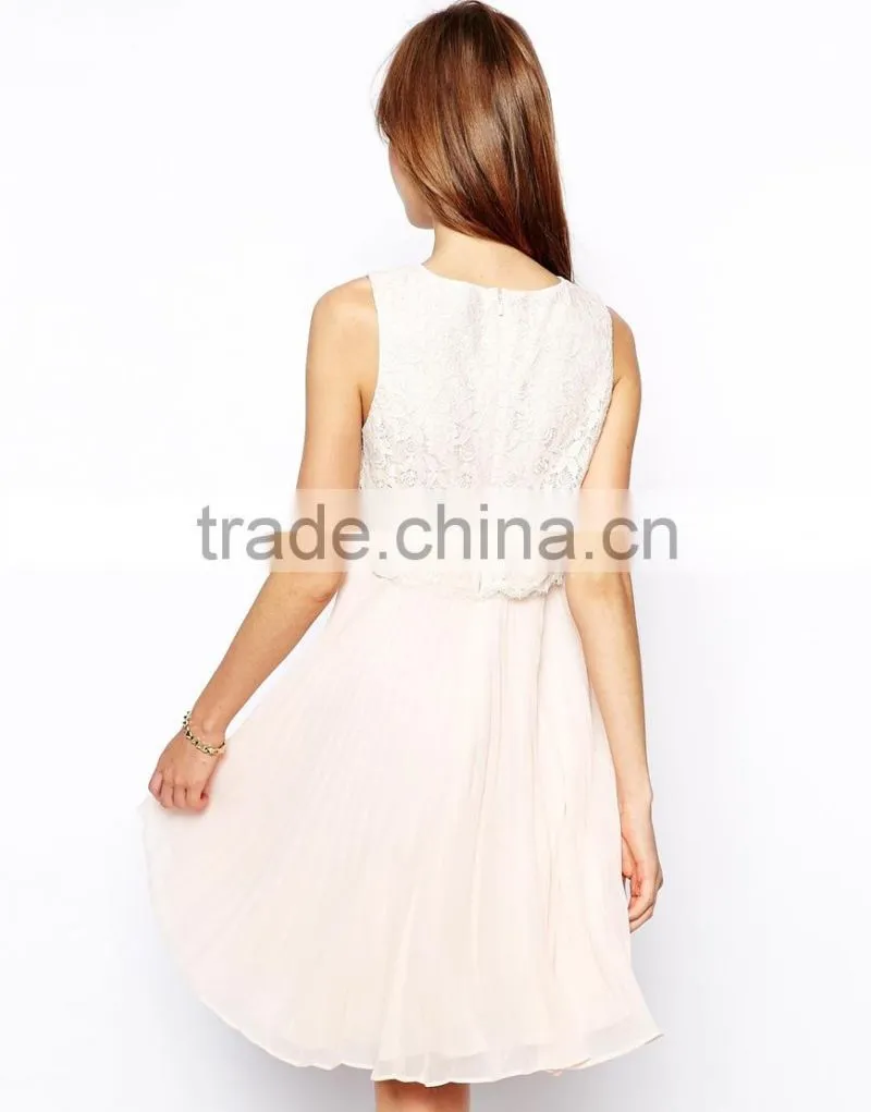 Women one piece Evening Dresses design lace bodice with pleated skirt evening dress online shopping hong kong