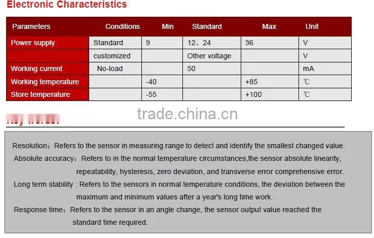 ACA626T High Accuracy Inclinometer With Full Temperature Compensation Bettter Drift Performance