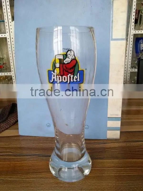 Very Bright Finish Surface Clear & Custom Logo Printing Tall Heavy Base Pilsner