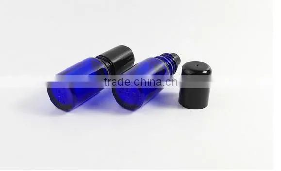 10ml perfume roller ball bottle Blue glass stainless steel bead bottle