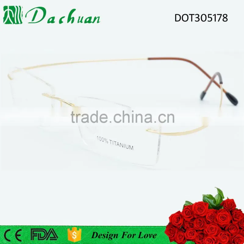 Top sale classic high quality rimless super flexible titanium eyewear wenzhou titanium factory