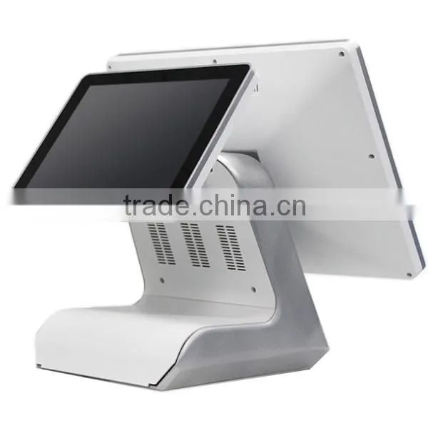 Chain stores 15inch POS Terminal Dual touch screen all in one with 15inch Touch screen+9.7inch Touch screen