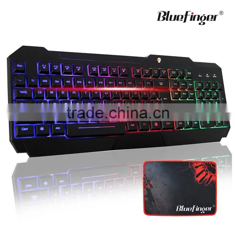 Cheaper black waterproof keyboard for gaming with rainbow backlit