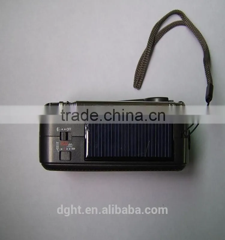 2014 popular LED lights ABS plastic USB Solar Dynamo Radio Disaster Prevention