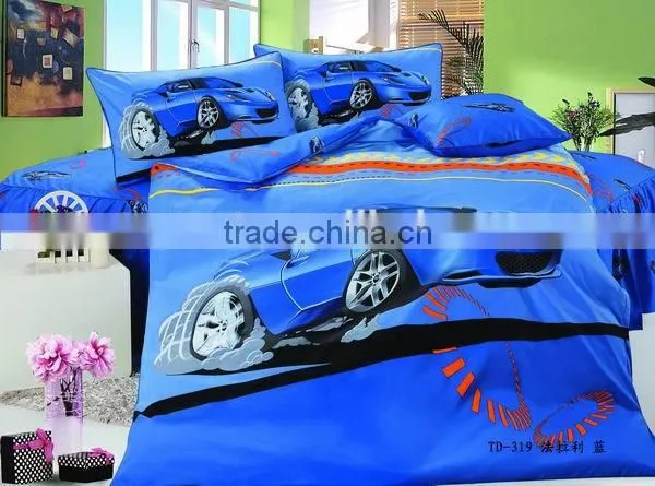 kids cartoon bedding set, car printing duvet cover