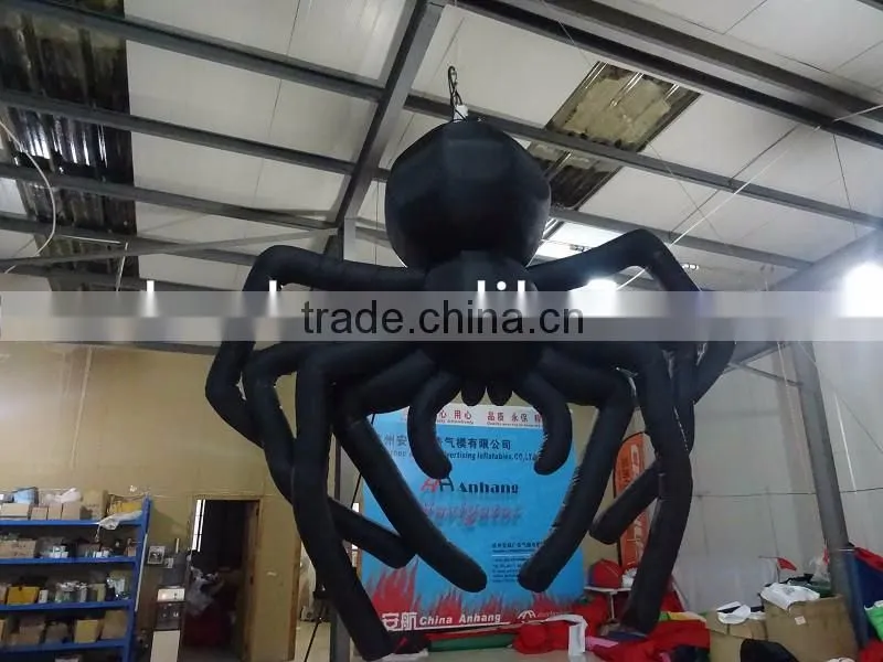 Giant Hanging Inflatable Black Spider for Halloween Decoration
