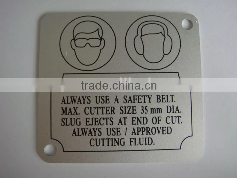 Waring sign for machine nameplate
