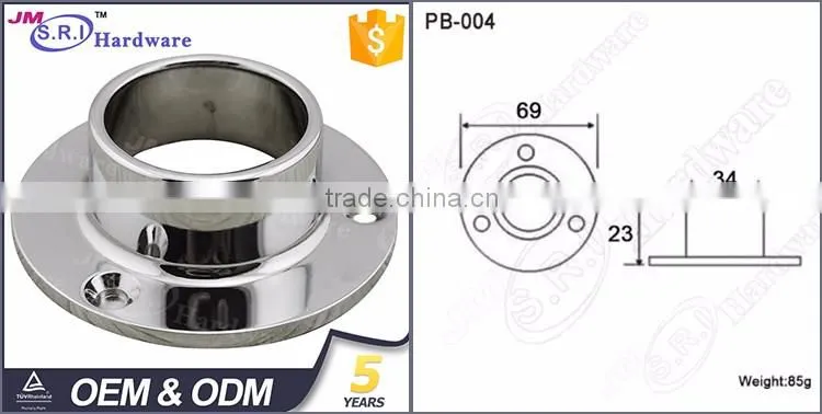 Round shape zinc alloy wardrobe hanging rail bracket
