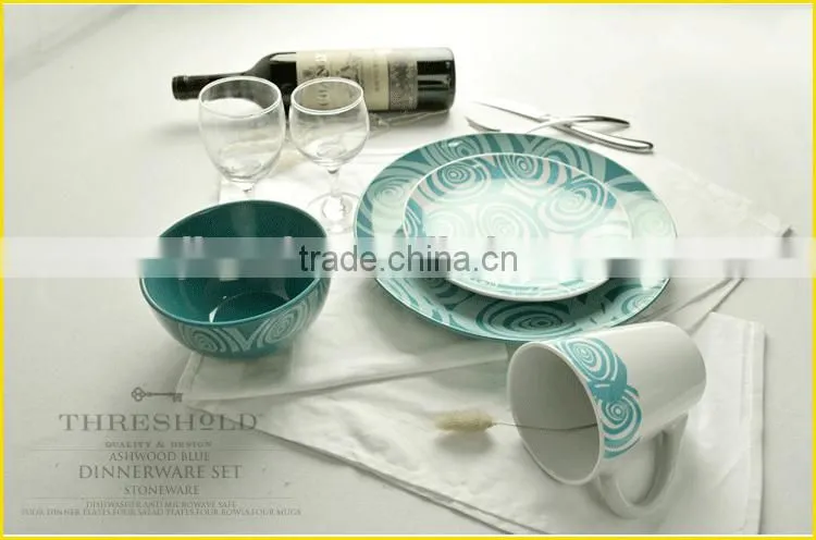 Wholesale Blue Stoneware Porcalain Dinnerware Set,Porcelain Dinner Set