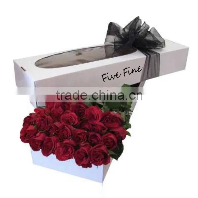 2016 Luxury design matt black with gold logo long square rose flower packaging gift box