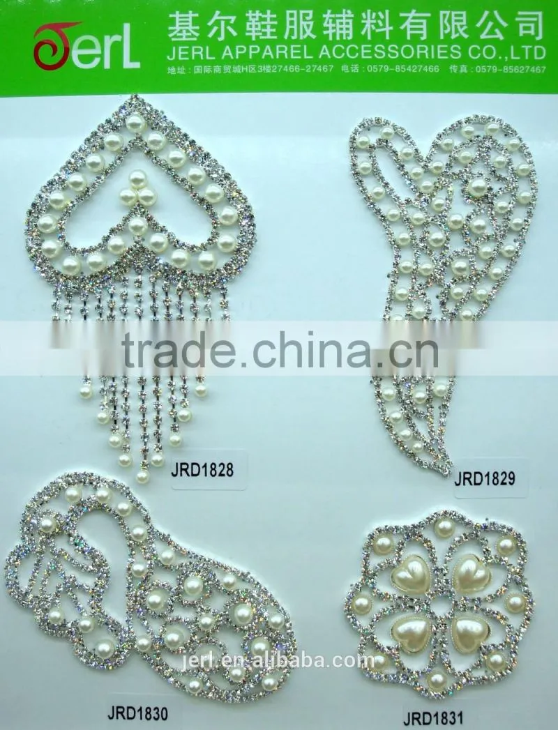 Wholesale High Style Elegant Design Bridal Applique Crystal Embellishments Rhinestone Appliques