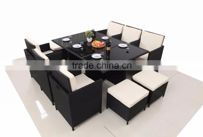 weatherproof and fireproof cheap 11 PCS pe rattan furniture