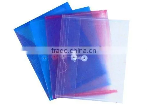 office soft plastic file pocket button PVC file folder