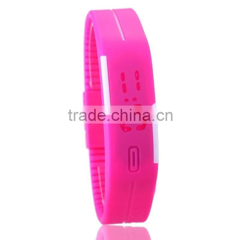 Fashion rectangle Bracelet boys girls Touch LED Watch Sport digital sports watchs unisex jelly candy rubber silicone wristband